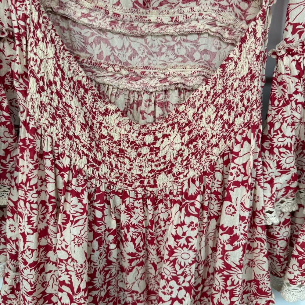 Free People Pink Floral Lace-Trim Mini Dress - Picture 5 of 11